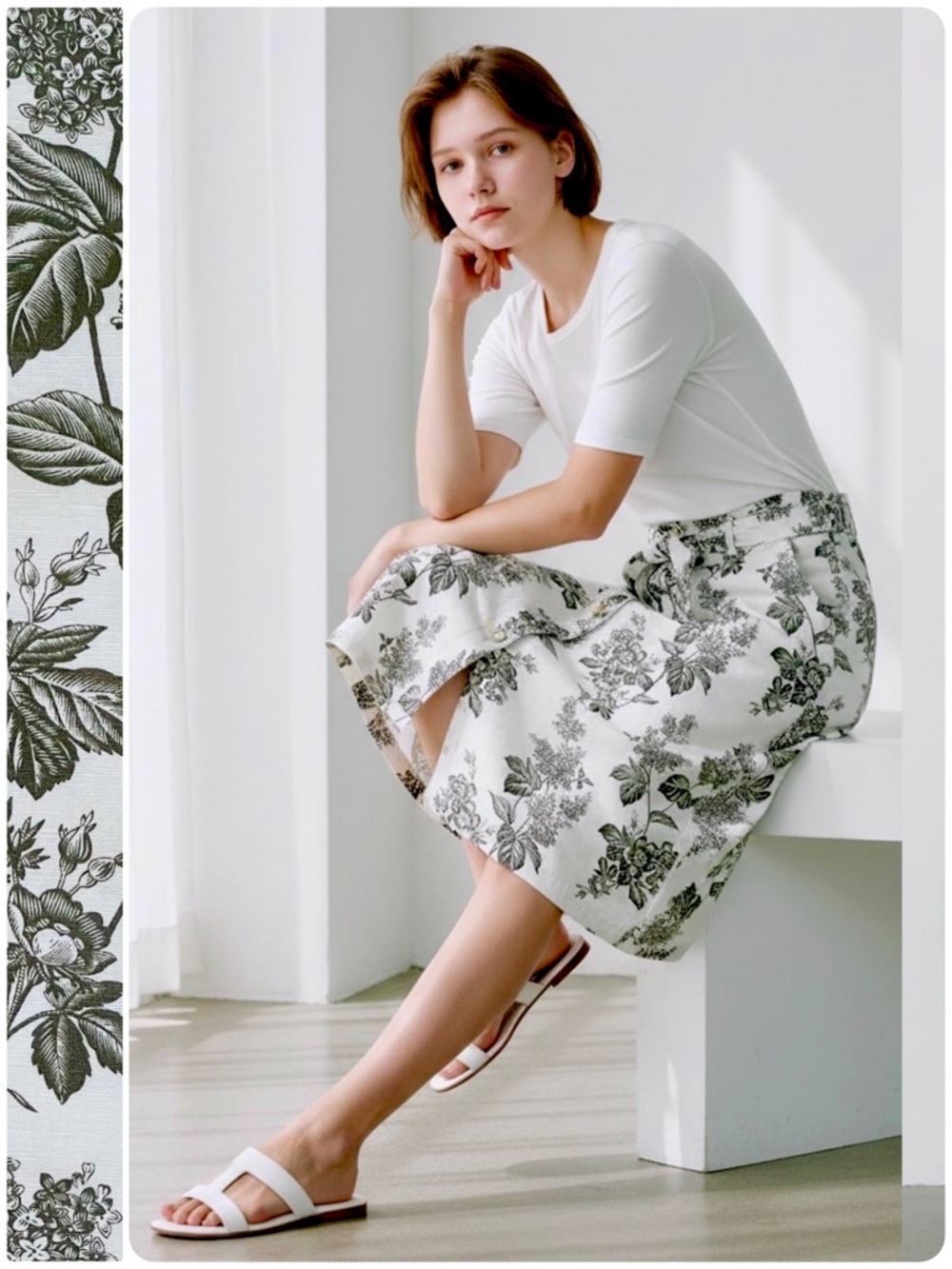 LIZ CLAIBORNE Linen Blend Vintage Style Skirt  Button Front  Pockets knee Length